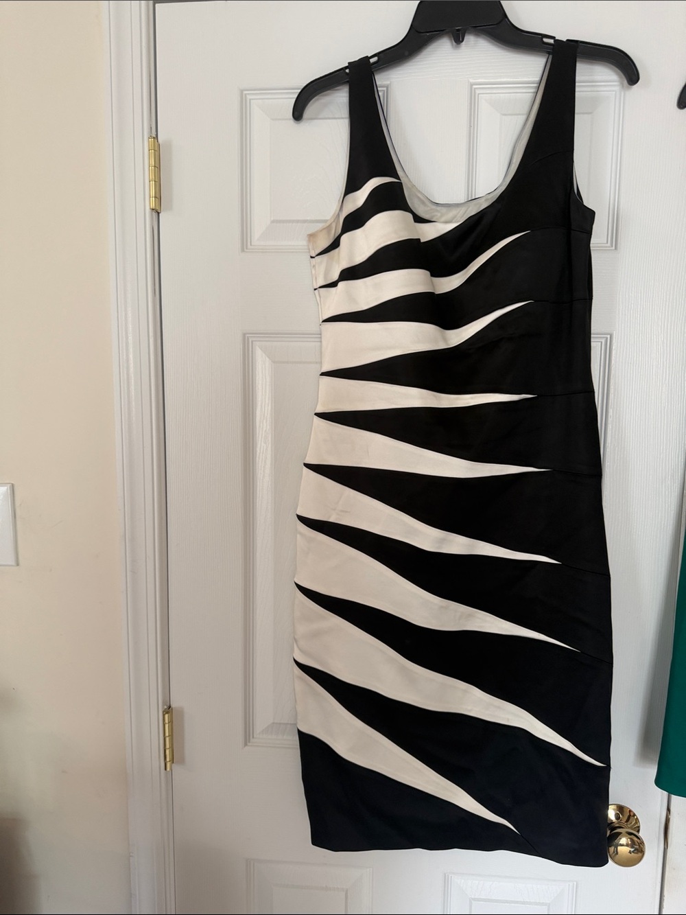 Jax Black and White Zebra-Stripe Midi Sheath Dress